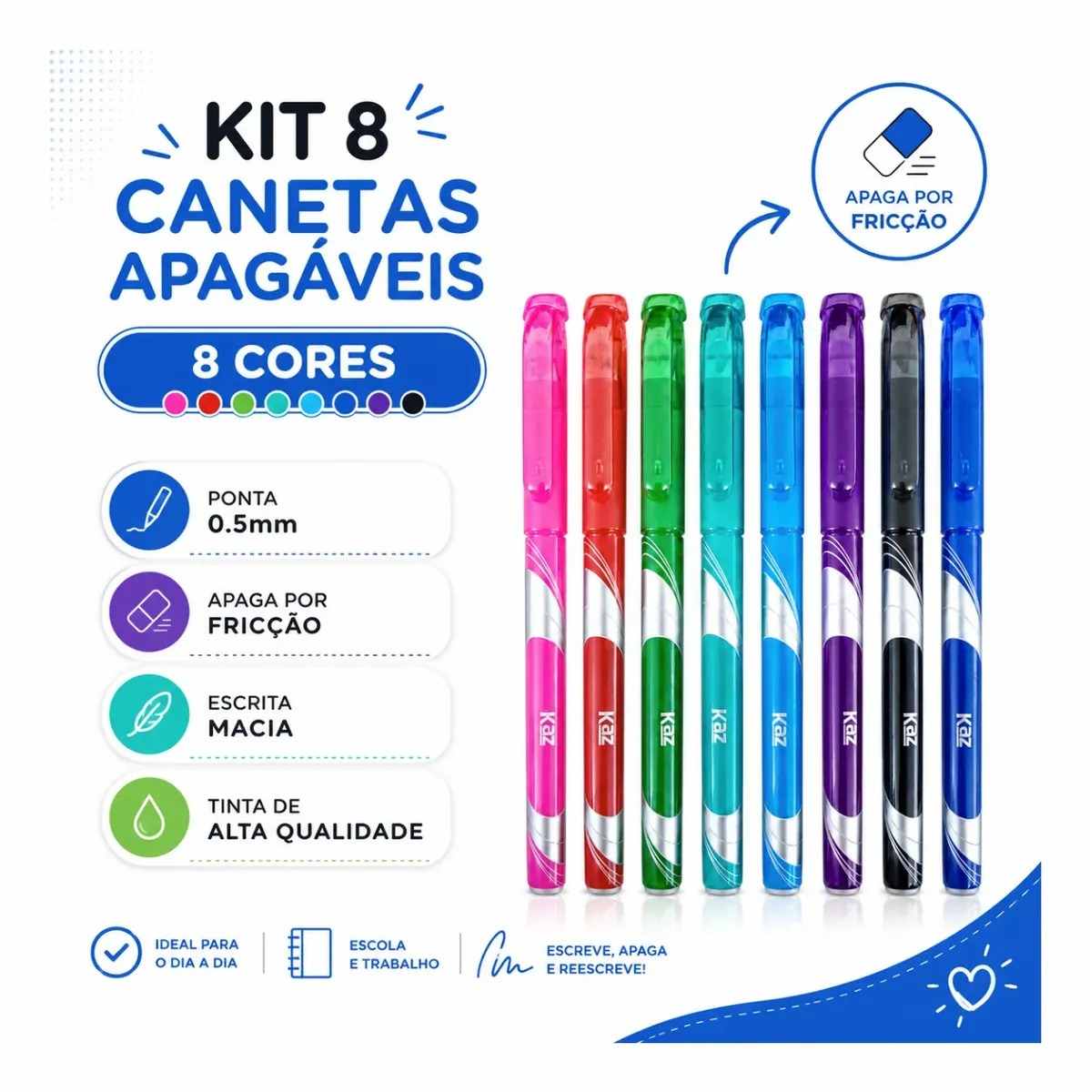 CANETA ESFEROGRAFICA 0,5 APAGAVEL C/8 KAZ
